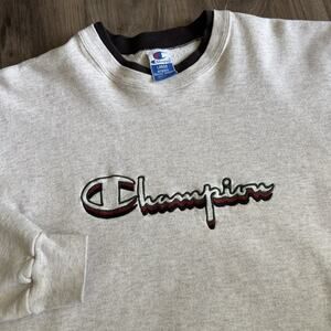 Vintage Champion Sweatshirt Men's Size M Gray 1990s Spell Out Script